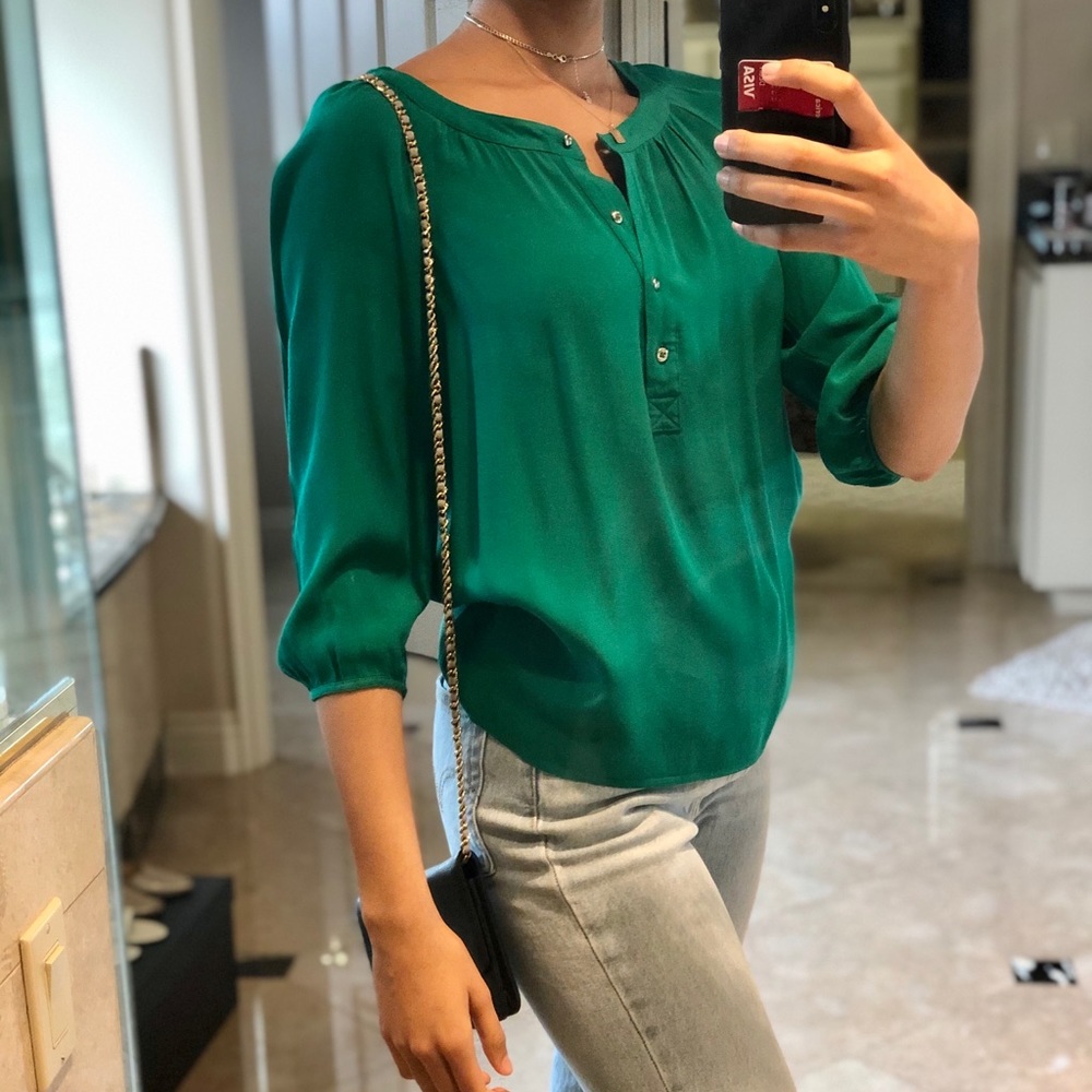 Emerald green banana republic blouse